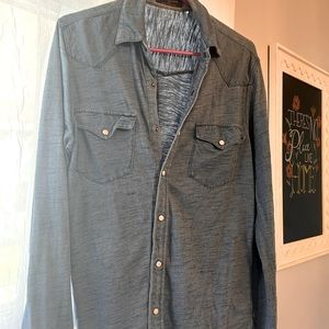 Express mens stretch jean look button up! Size small!